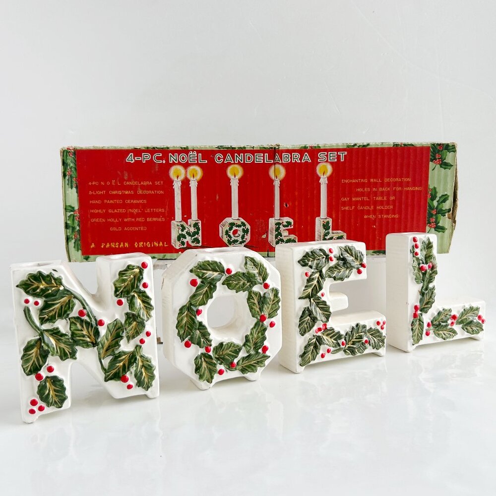 Vintage Christmas NOEL Candle Holders Made in Japan